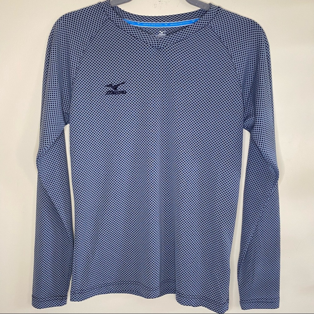 MIZUNO Fastpitch Softball Black Gray Drylite Long Sleeve Top Size Small